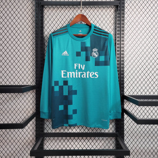 Maillot 17/18 Real Madrid Rétro Manches Longues Bleu